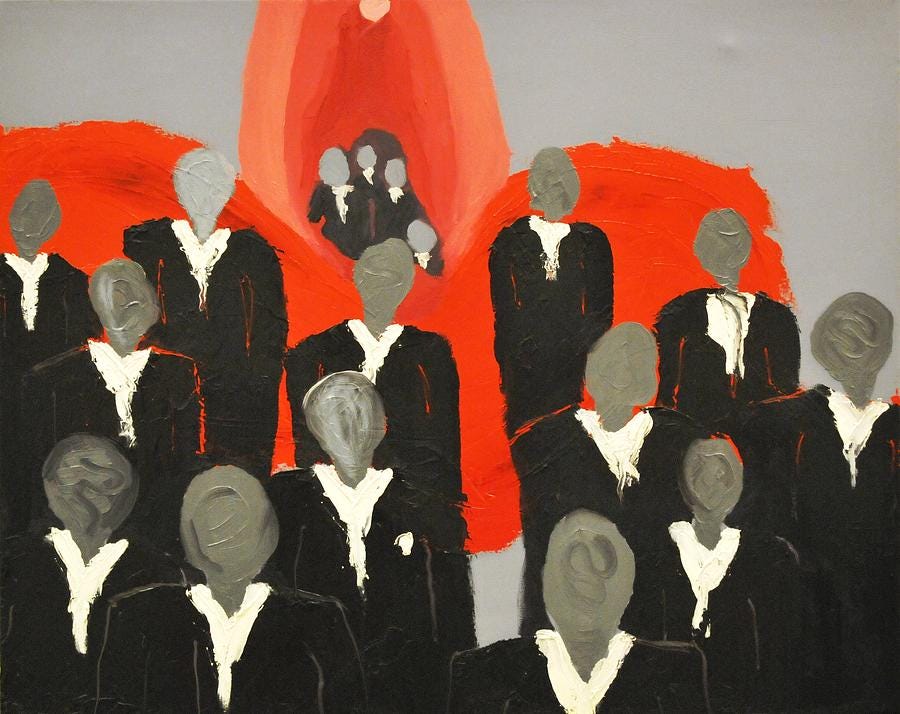 Suits with empty faces The Mother Painting Painting by Remus Remus | Pixels