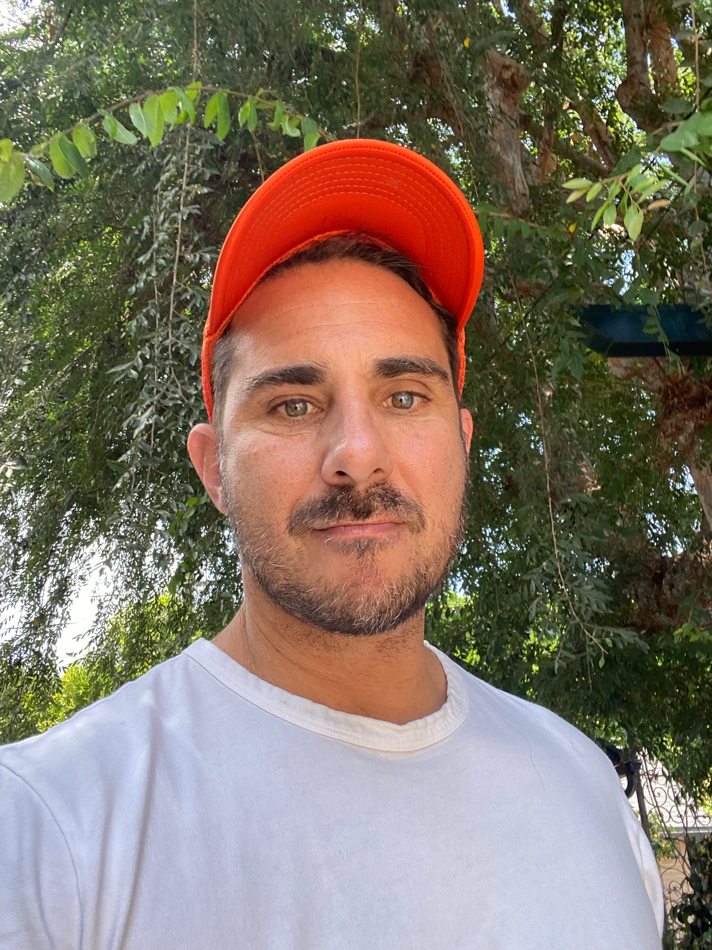 A.J. Daulerio selfie with orange baseball cap