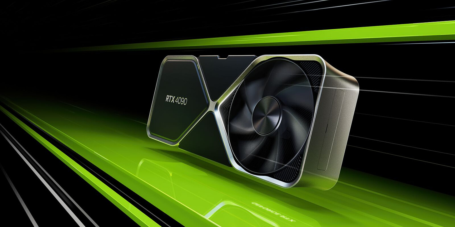 Nvidia RTX 4090 with green beams of light