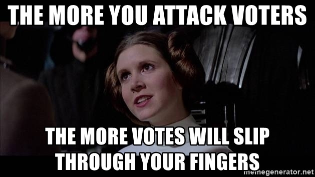 Princess Leia Grand Moff Tarkin - The more you attack voters the more votes will slip through your fingers