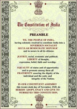Preamble of Indian Constitution A4 Fine Art Print