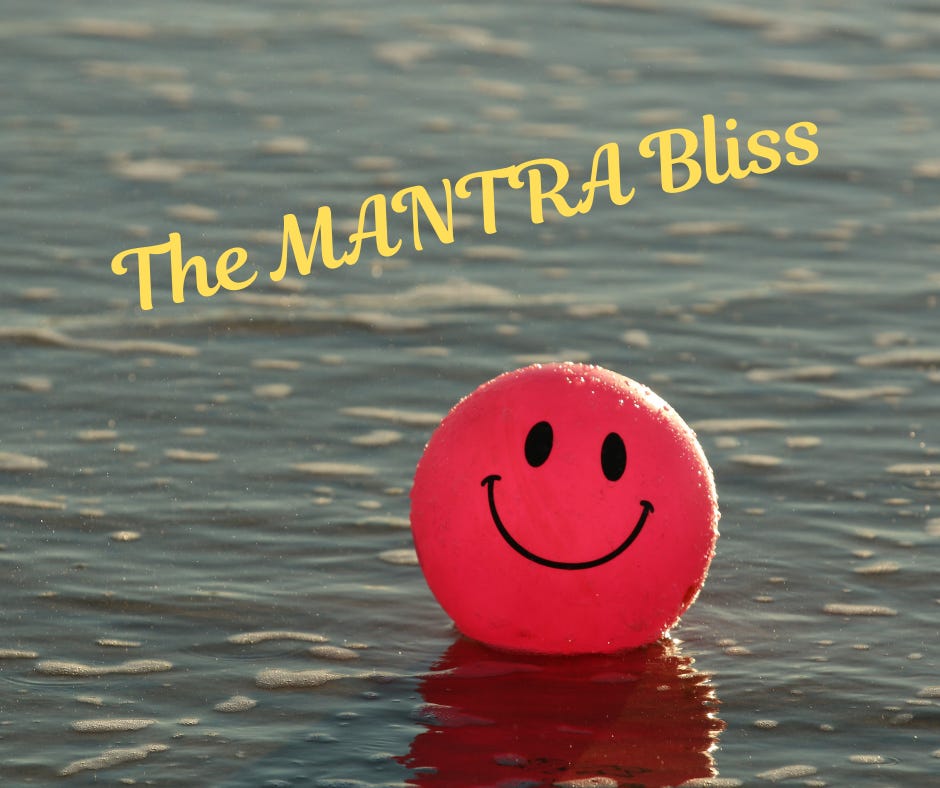 This image shows a smiley in water with the text "The Mantra Bliss". This is part of the article on rising omicron cases written by Anish Prasad for RationalAstro
