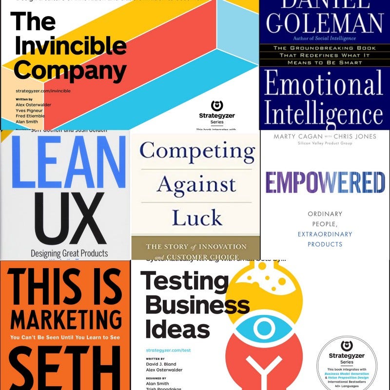 Mosaic of 7 Books Product Owners should read