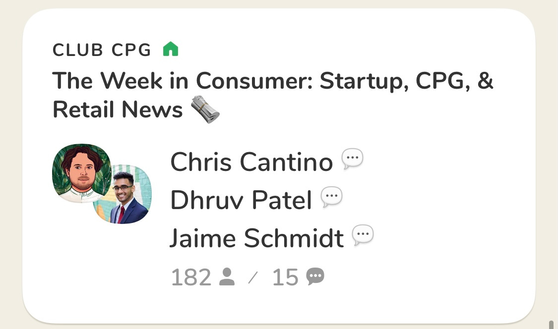 Screenshot of Clubhouse user interface with a room called: The Week in Consumer Startup and Retail News