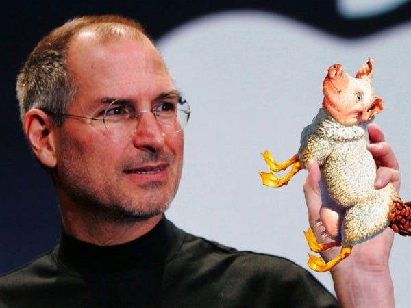 Steve Jobs holding Everything Pig