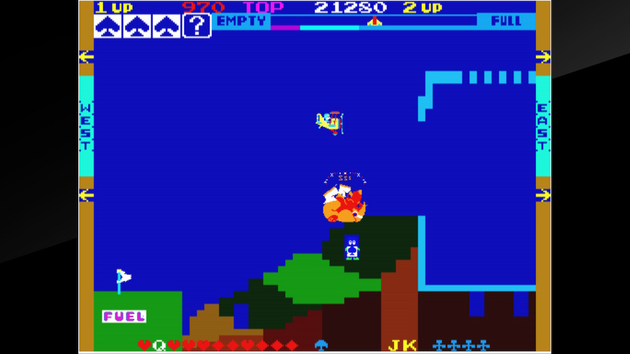 A screenshot from Sky Skipper, with a knocked out gorilla blocking the prison of a character wearing a spade.