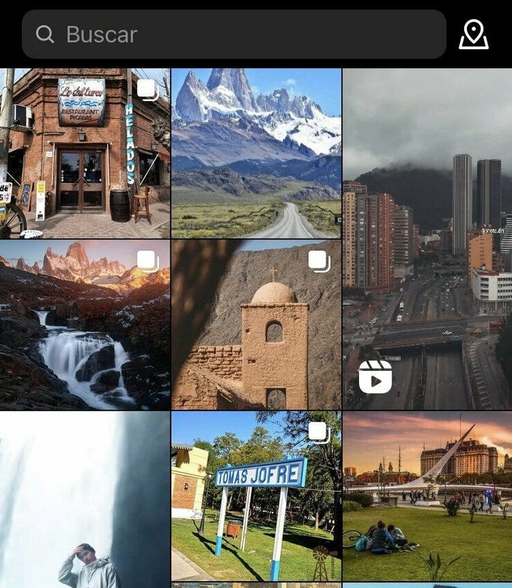 A la derecha de la imagen Opción geolocalización. Instagram 