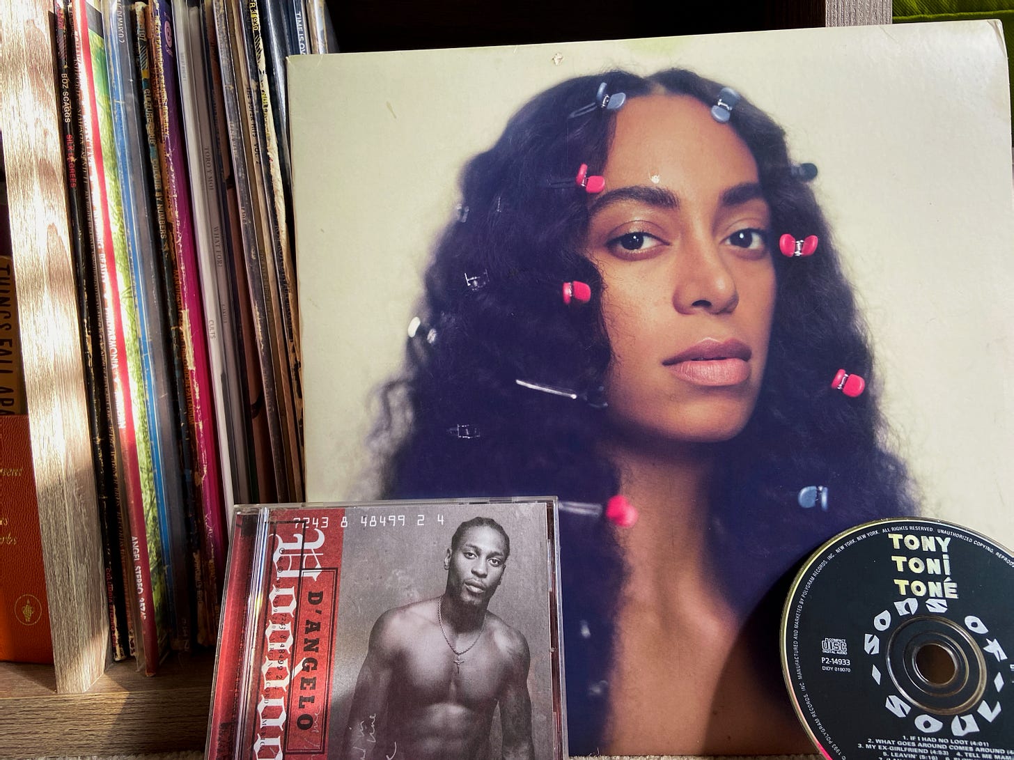 parts of Tay's Raphael Saadiq collection: D'Angelo Voodoo, Tony! Toni! Tone! Sons of Soul, Solange's A Seat at the Table.