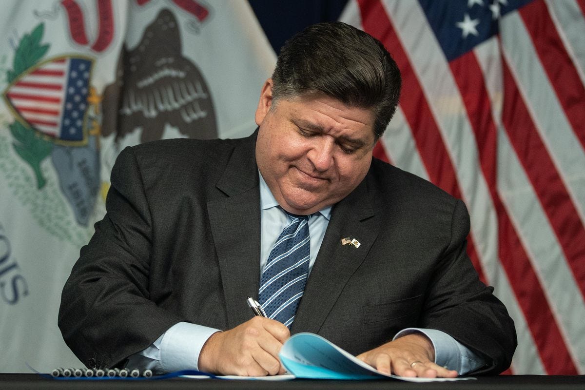 Gov. J.B. Pritzker at a bill-signing ceremony earlier this month.