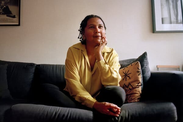 The author bell hooks in 1995. Her work, across some 30 books, encompassed literary criticism, children&rsquo;s fiction, self-help, memoir and poetry.