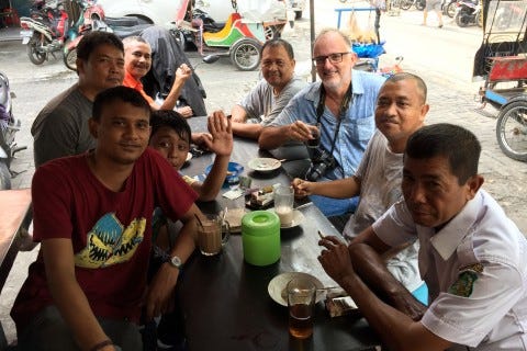 Meeting the locals for Kopi Aceh in Medan. Photo: Unnamed coffee dude.