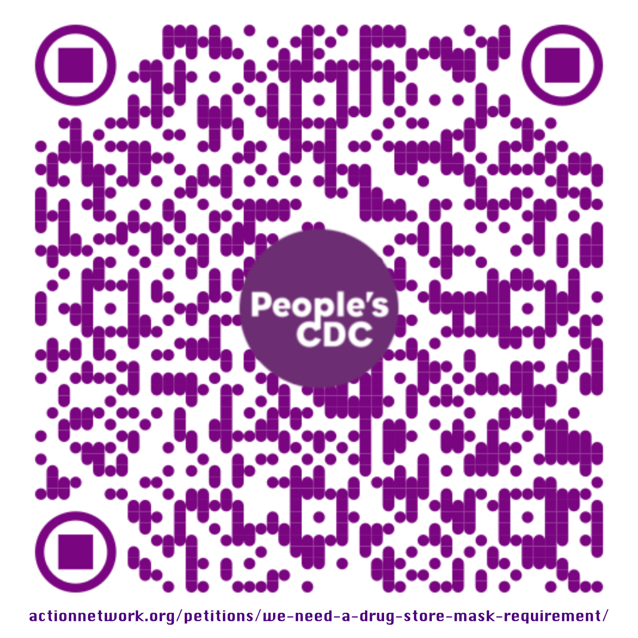 QR Code with People's CDC logo and the URL of the petition