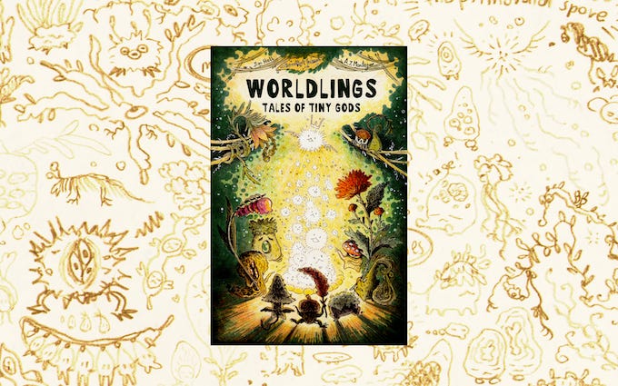 Image of the cover showing a group of plant-like creatures dancing around rising spirit worldlings