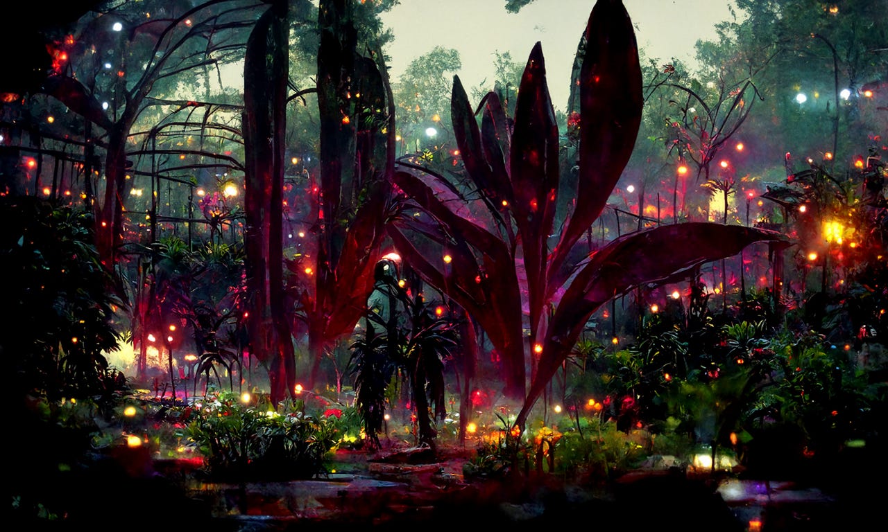 Botanical cyberpunk garden
