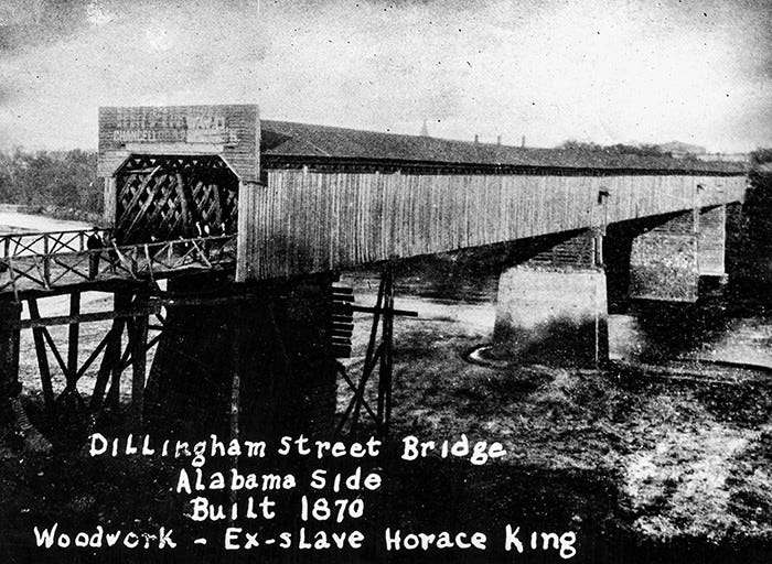 Similar bridge to King’s 14th Street Bridge, of which no picture exists. Dillingham Street Bridge, also in Columbus. Courtesy of Encyclopedia of Alabama