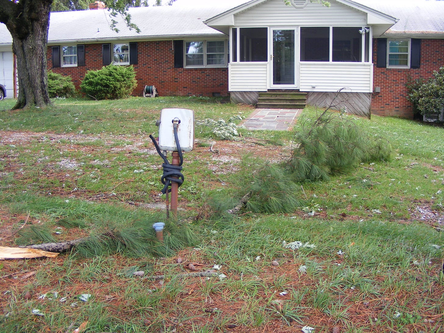 This is where I normally park my car. Luckily, I moved my car up by the garage.