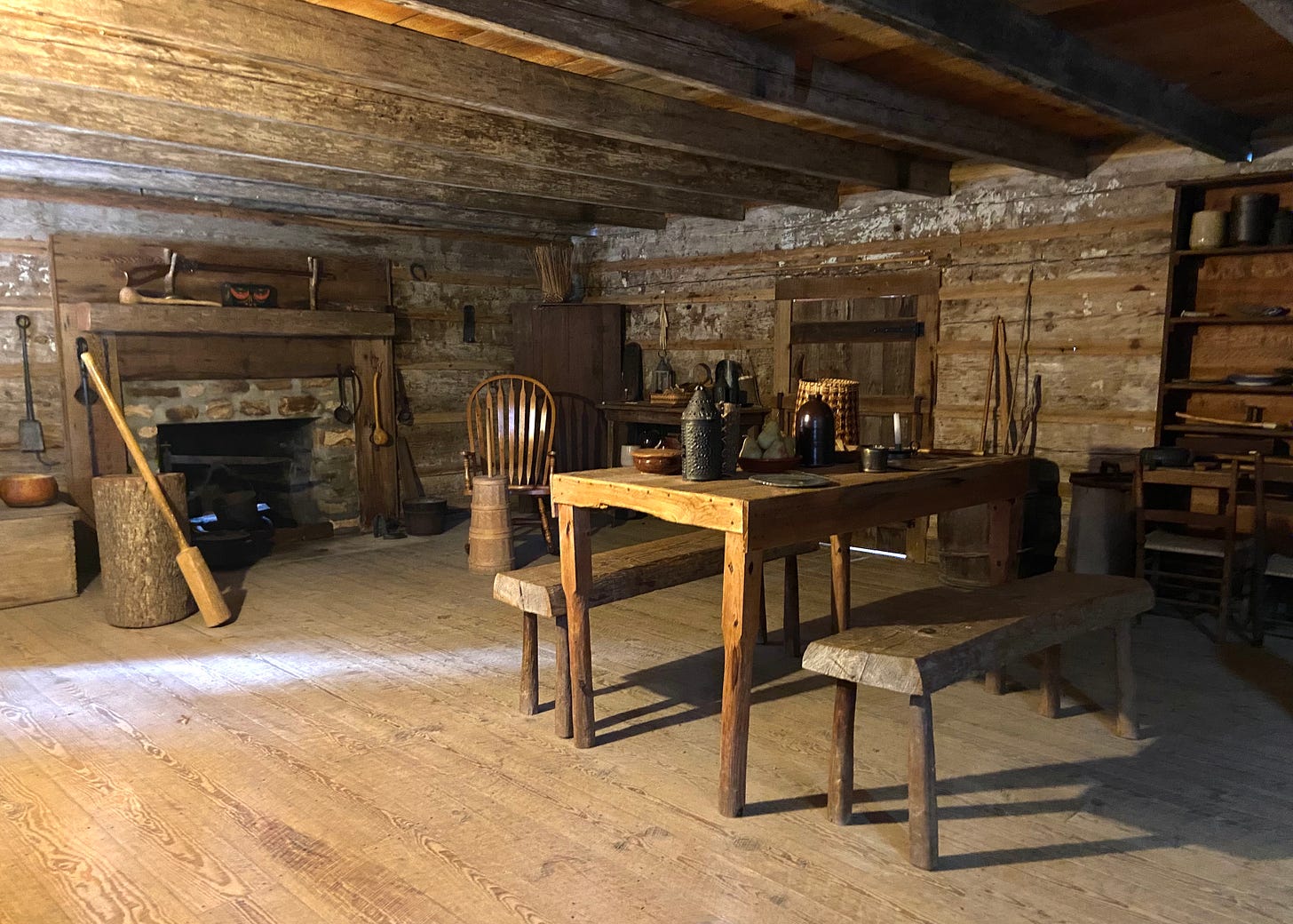 Picture of interior of cabin at New Echota Historic Site