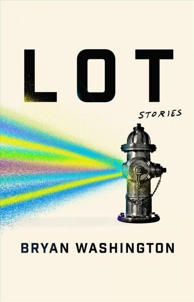 Cover of Lot, featuring an illustration of a fire hydrant sending out colorful rays from its side.