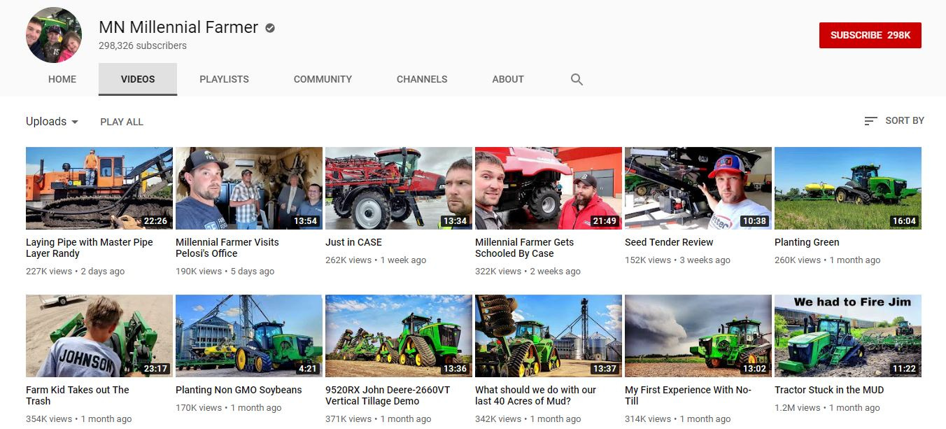 MN Millennial Farmerâs Youtube channel