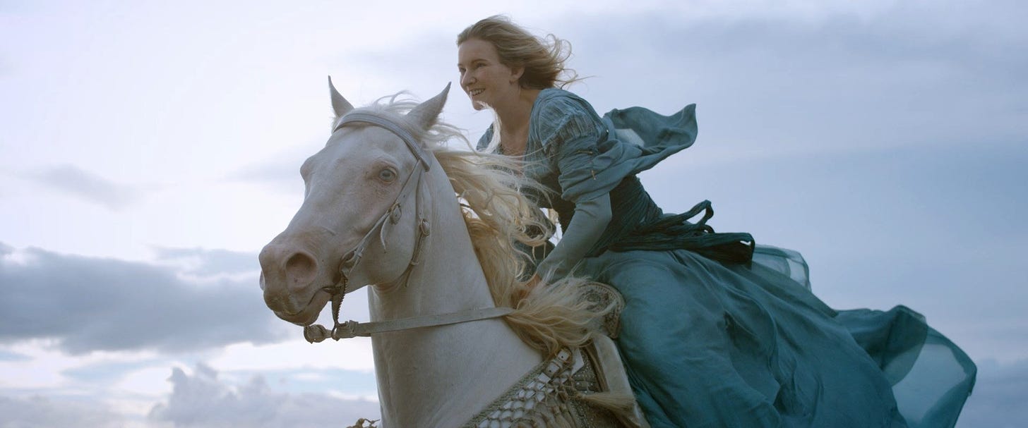 Galadriel riding in Rings of Power.