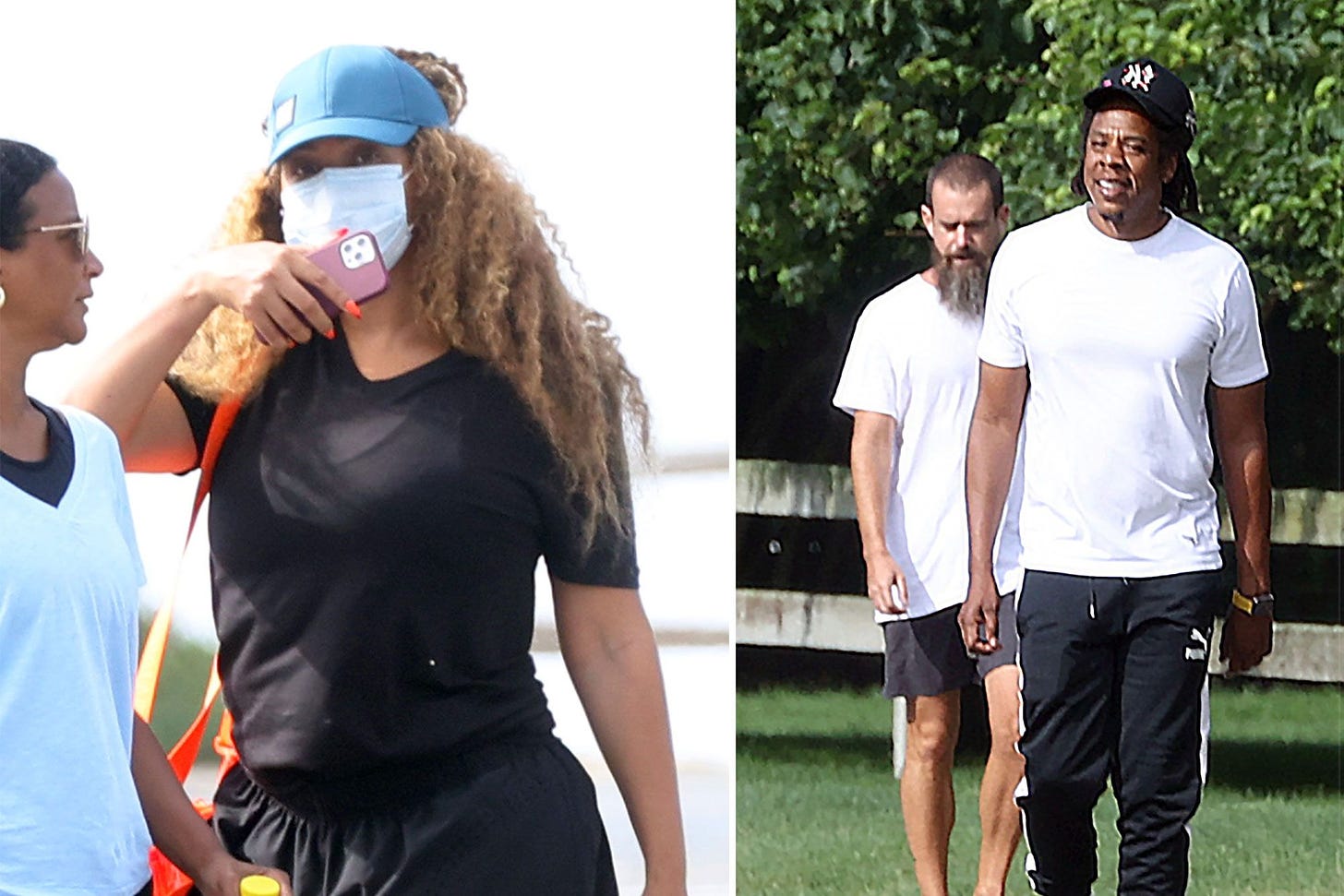 Beyoncé and Jay-Z take a Hamptons beach stroll with Jack Dorsey