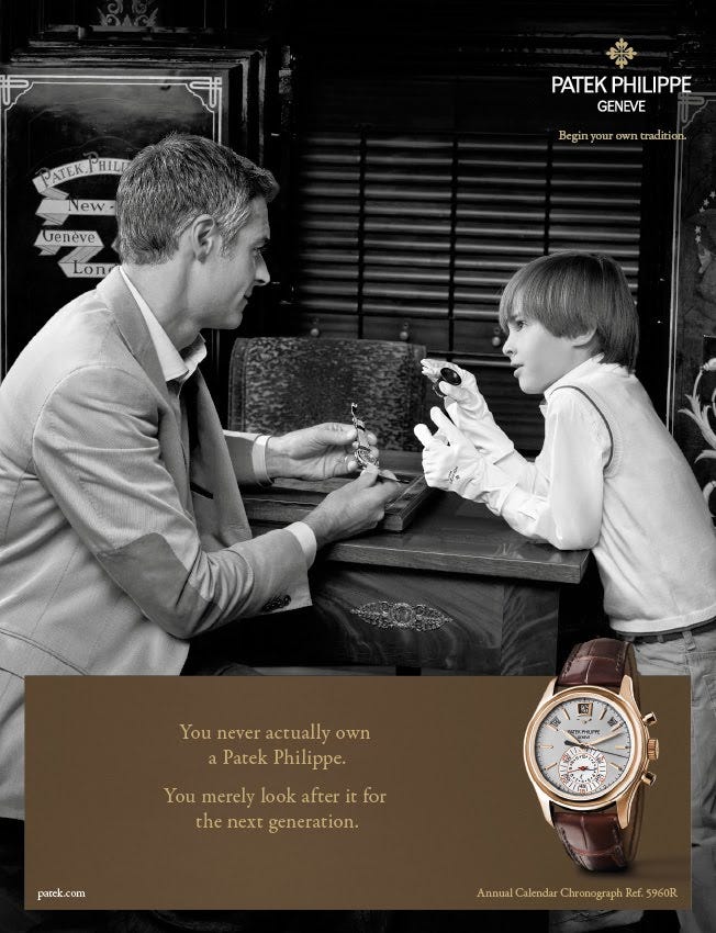 A Patek Philippe Ad (Image: Persuasion and Influence Blog)