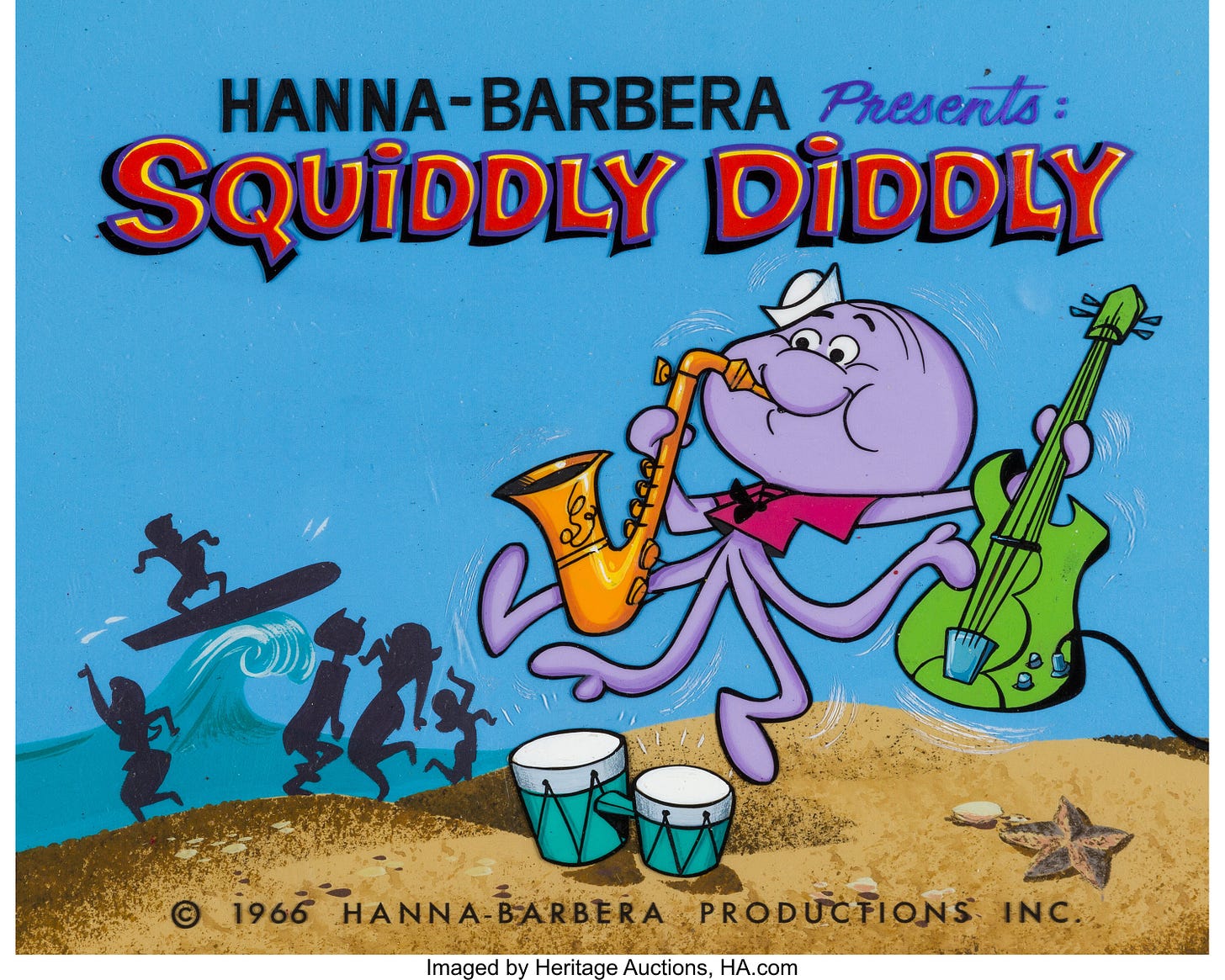 Atom Ant/Secret Squirrel Show Squiddly Diddly Title Cel Setup with | Lot  #97405 | Heritage Auctions