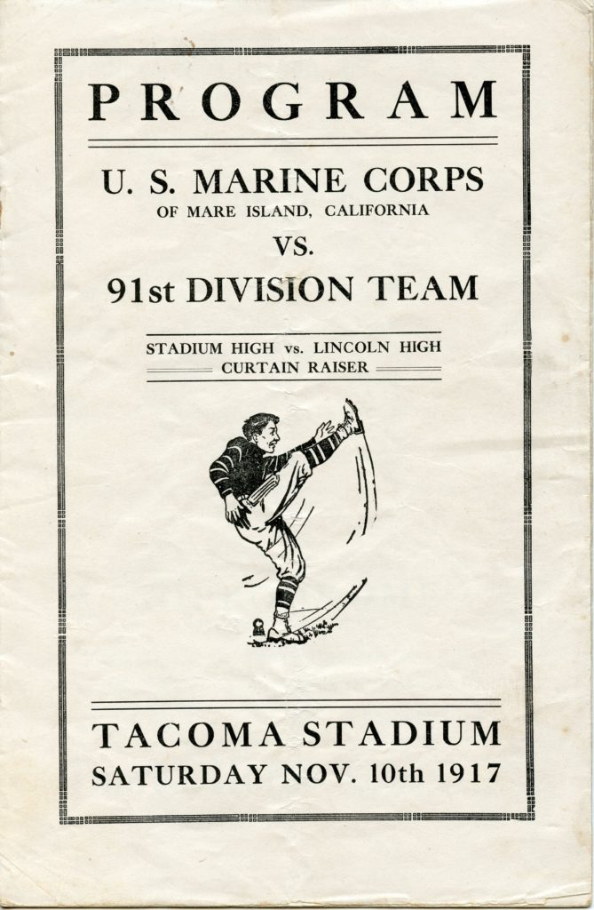 Program cover for the Mare Island vs. Camp Lewis (91st Division) game played on November 10, 1917.