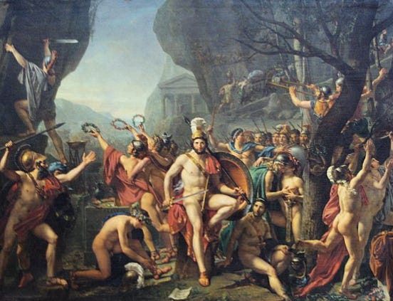 A painting of the Battle of Thermopylae