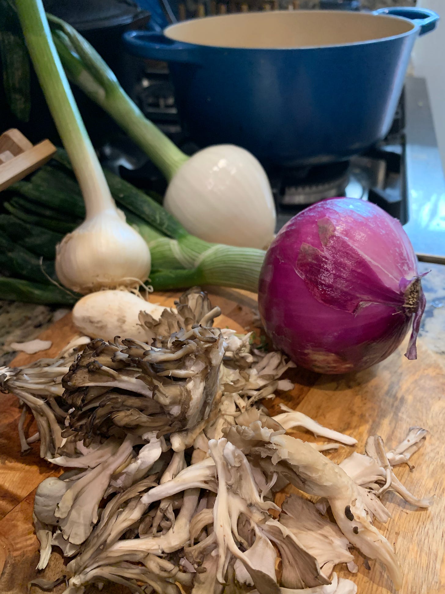 maitake mushroom and onion aromatics