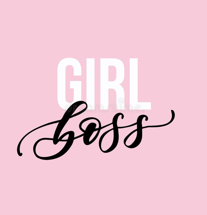 Girlboss inspirational quote. Modern motivational lettering isol. Ated on white background. Girl boss quote for Boss`s day, greeting card, poster etc stock illustration
