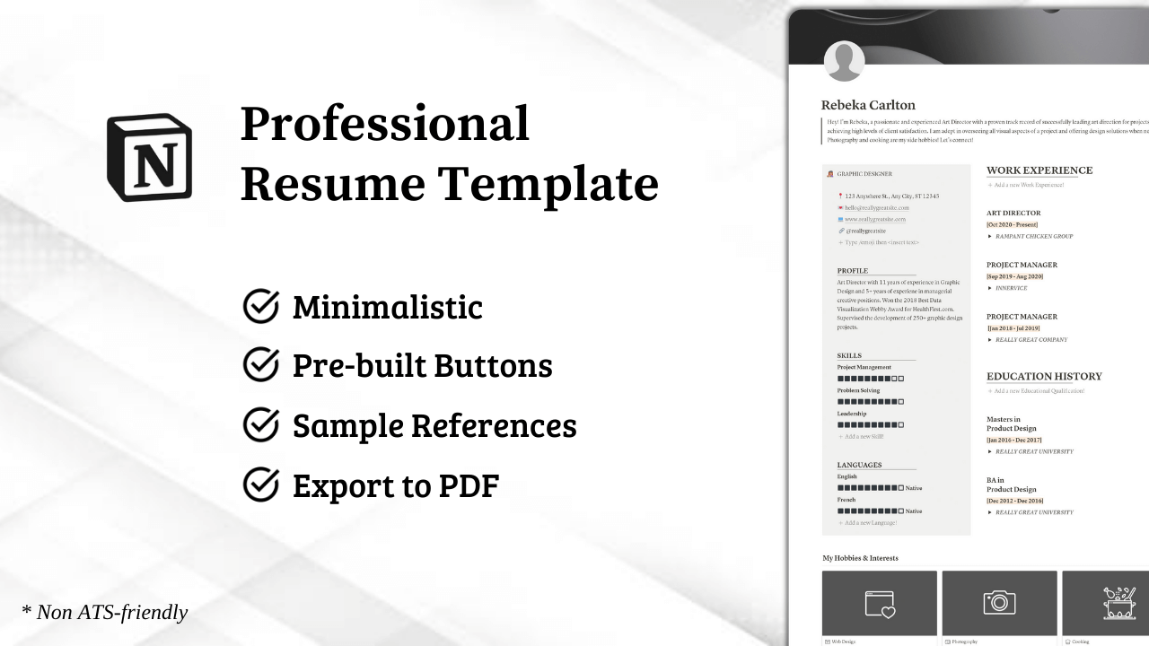 Professional Resume Notion Template