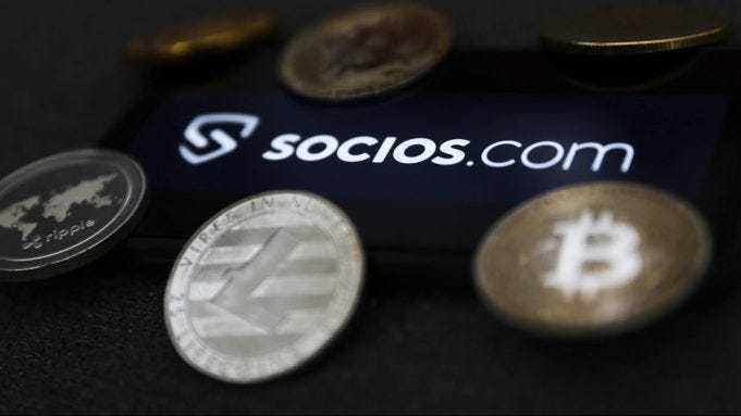 Socios and cryptocurrency logos