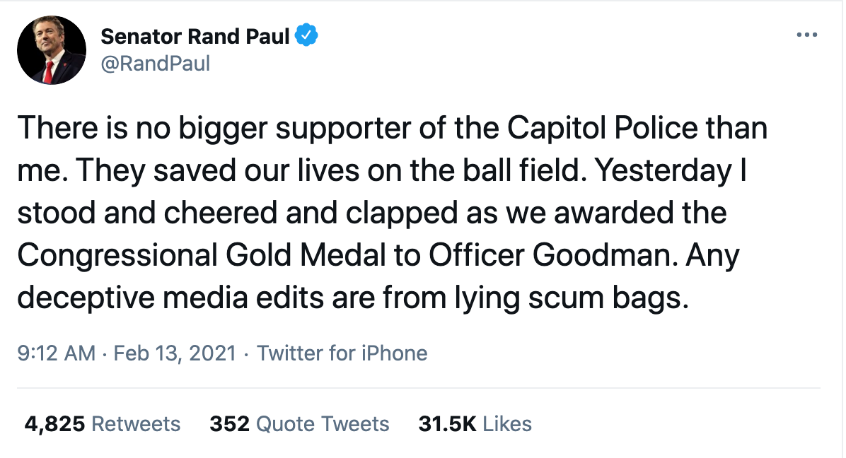 Screen-Shot-2021-02-15-at-9.32.22-AM Rand Paul Caught On Video Disrespecting Heroic Capitol Police Featured Military National Security Politics Top Stories 
