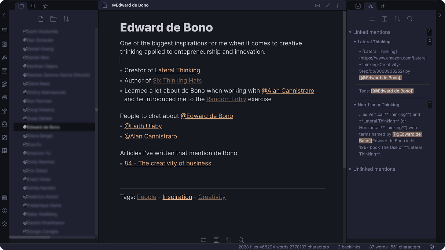 Screenshot of Edward de Bono text file