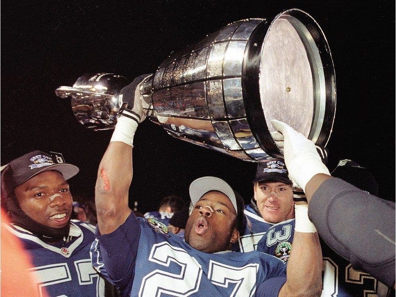 25 years ago today - The Baltimore Stallions became the only American team  to win the Grey Cup : r/CFL