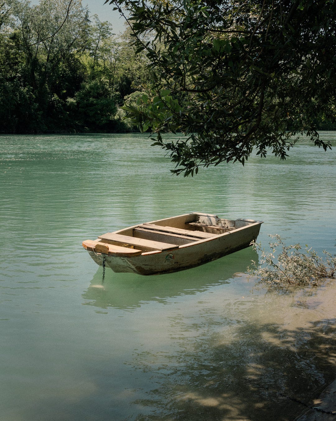 Wooden boat at the river
