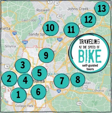 Map showing locations of welcoming bike routes