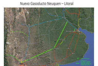 El mapa del primer tramo del gasoducto de Vaca Muerta