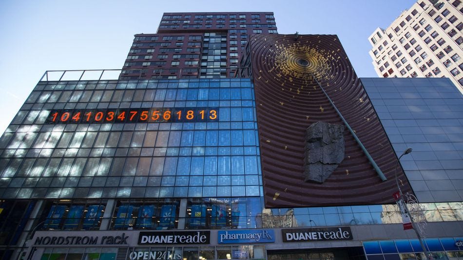 The Metronome digital clock in Union Square has been reset.