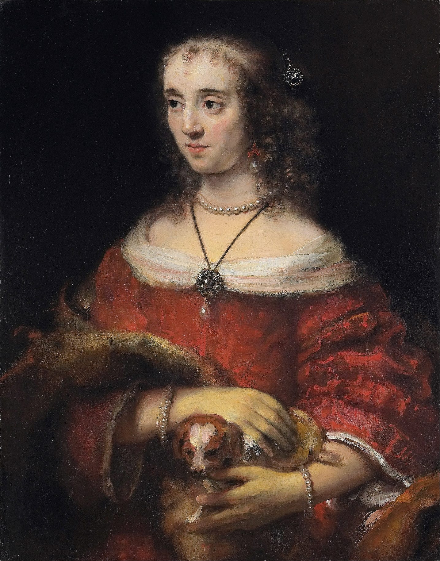 Portrait of a Lady with a Lap Dog (ca 1665) by Rembrandt van Rijn