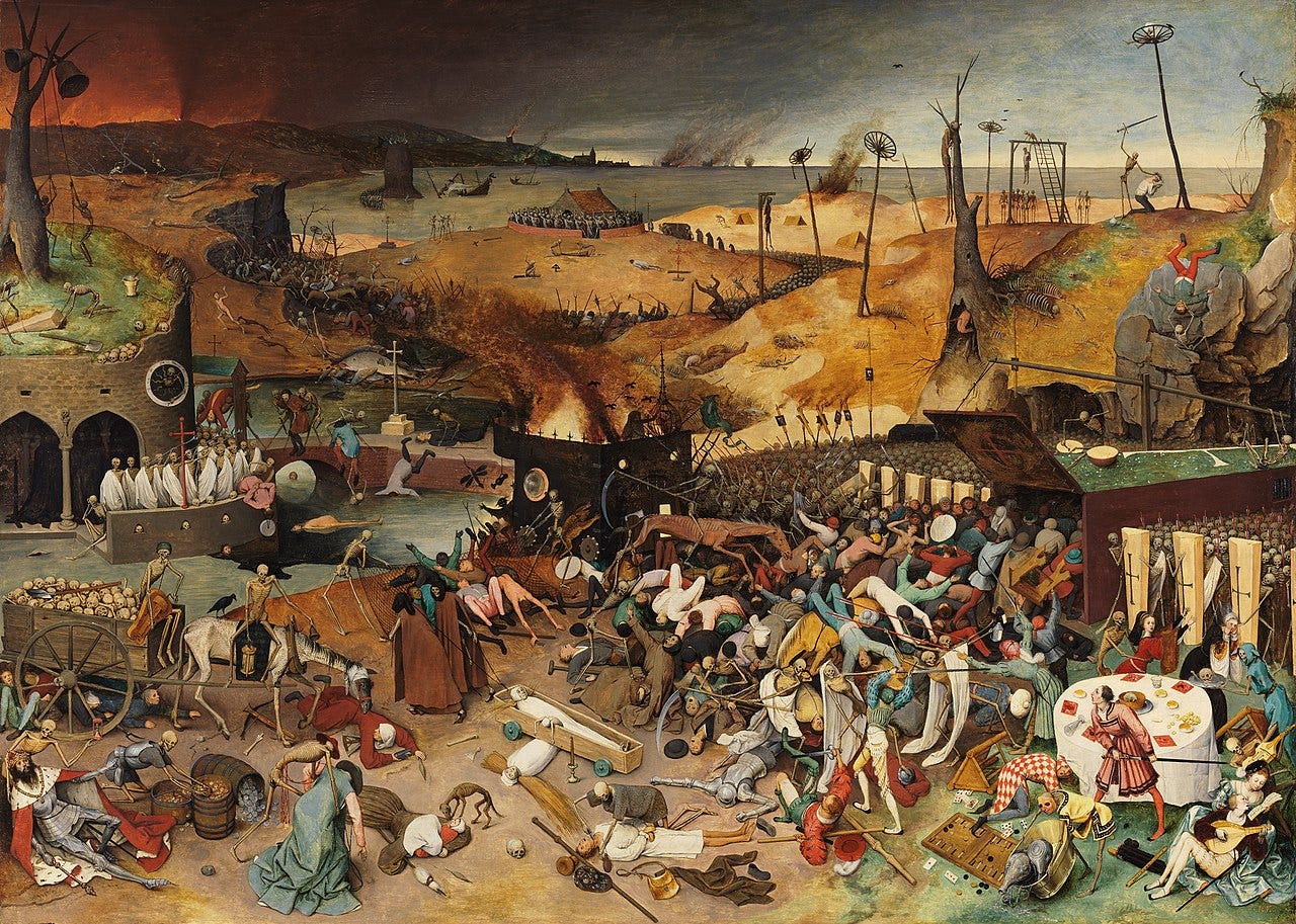 Painting depicting death from war and plague