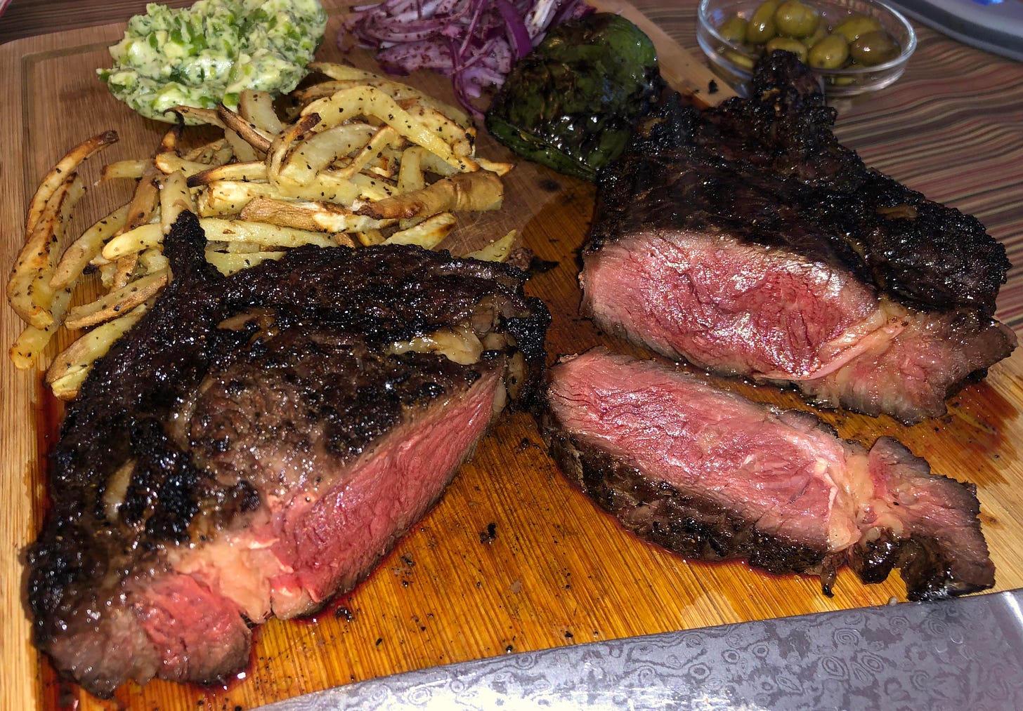 Ribeye charred over firewood : steak