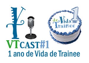 Avatar “Y” (junção de V e T), com microfone e bolo de aniversario enfeitado com logo do Vida de Trainee na parte de cima e vela com número 1.