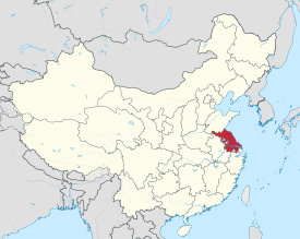Map showing the location of Jiangsu Province