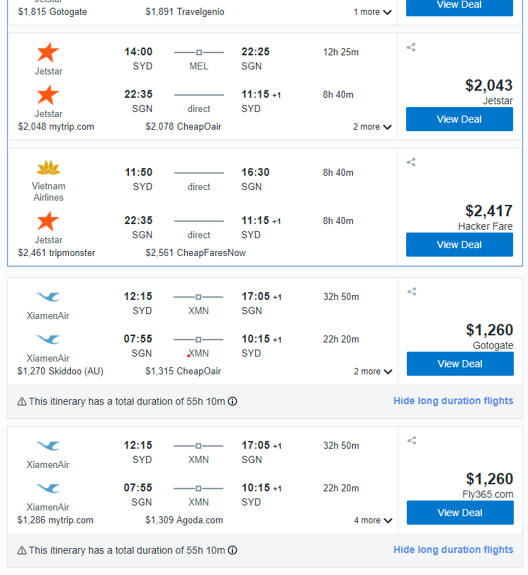 A screenshot of Booking.com flight booking webpage.
