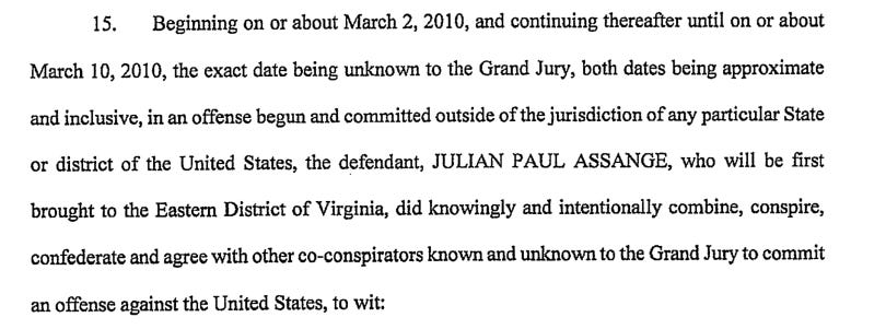 Passage from Assange indictment speaking of co-conspirators