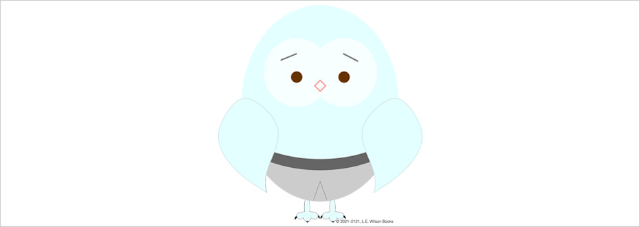 A cute pale blue cartoon owl known as Thatch Timber Owl stands ready to give a hug.