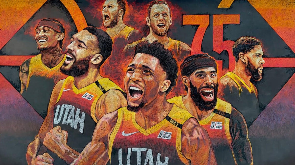 Utah couple creates massive chalk mural of Jazz players | Utah Jazz