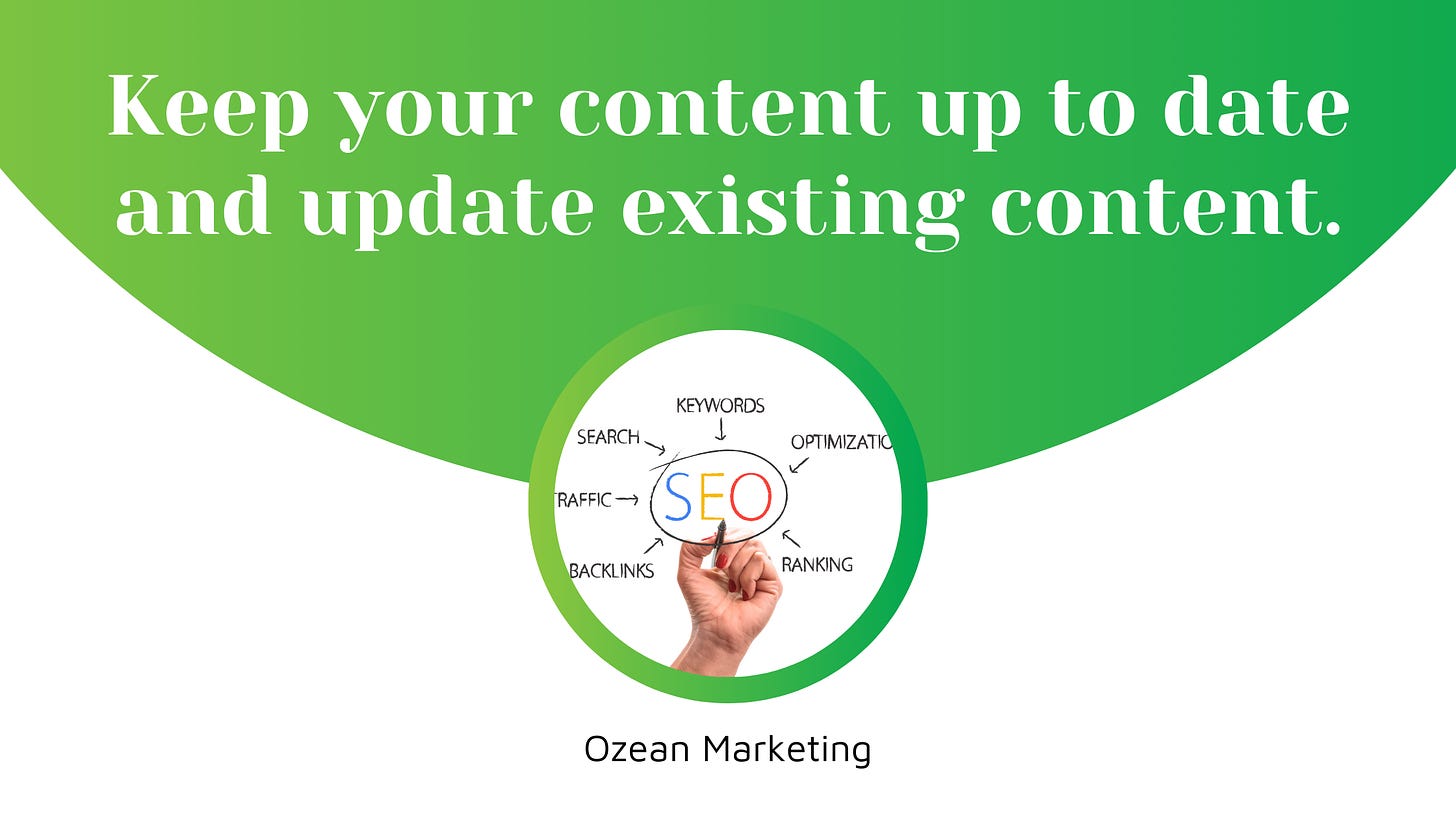 Keep your content up to date and update existing content.